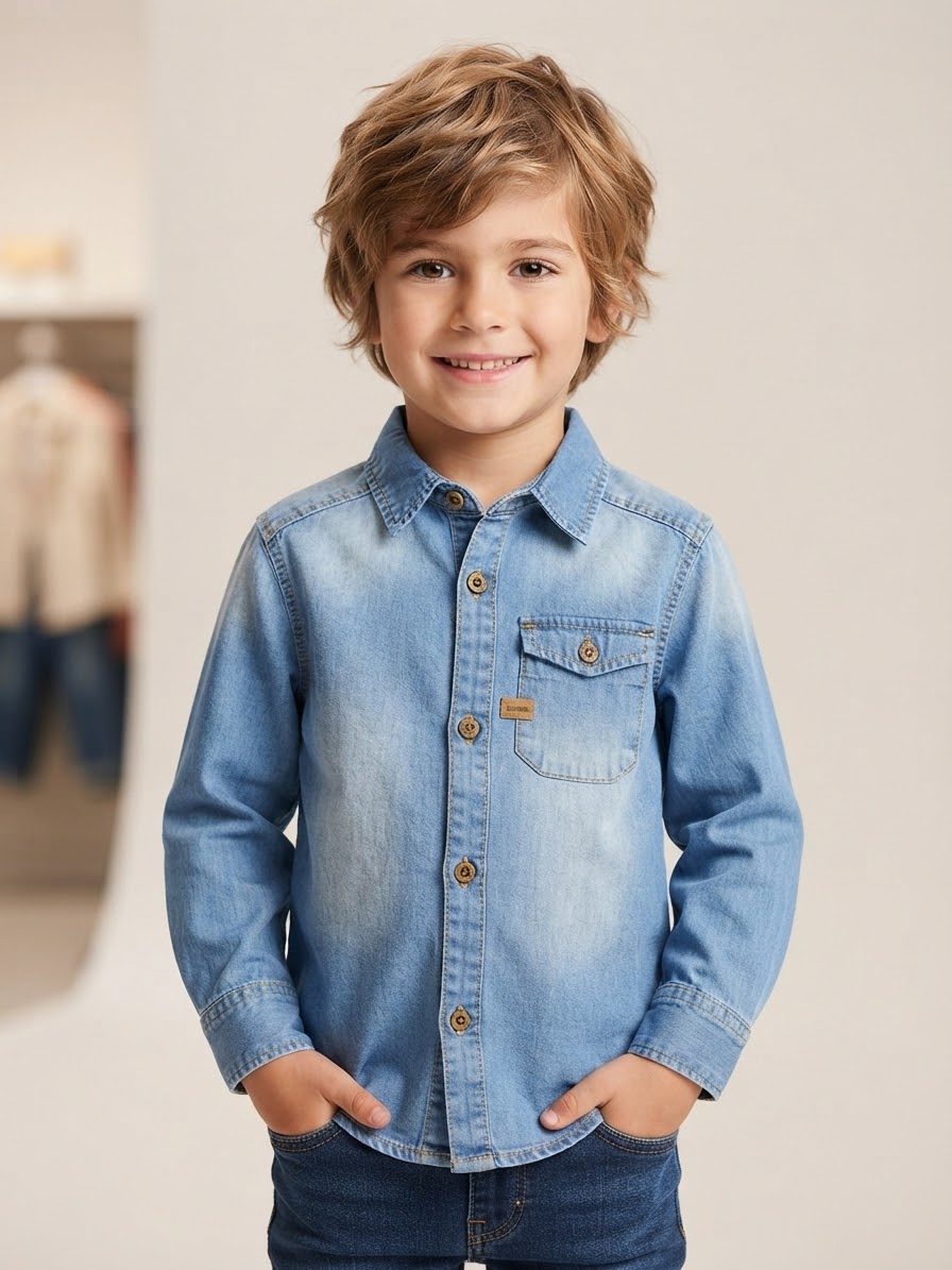Chemise en jean au délavage clair