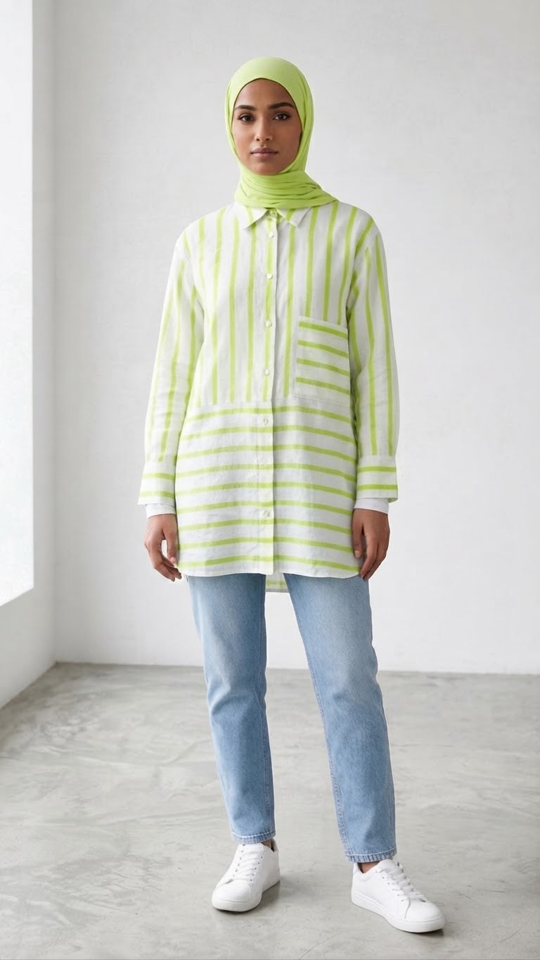 Chemise longue rayée