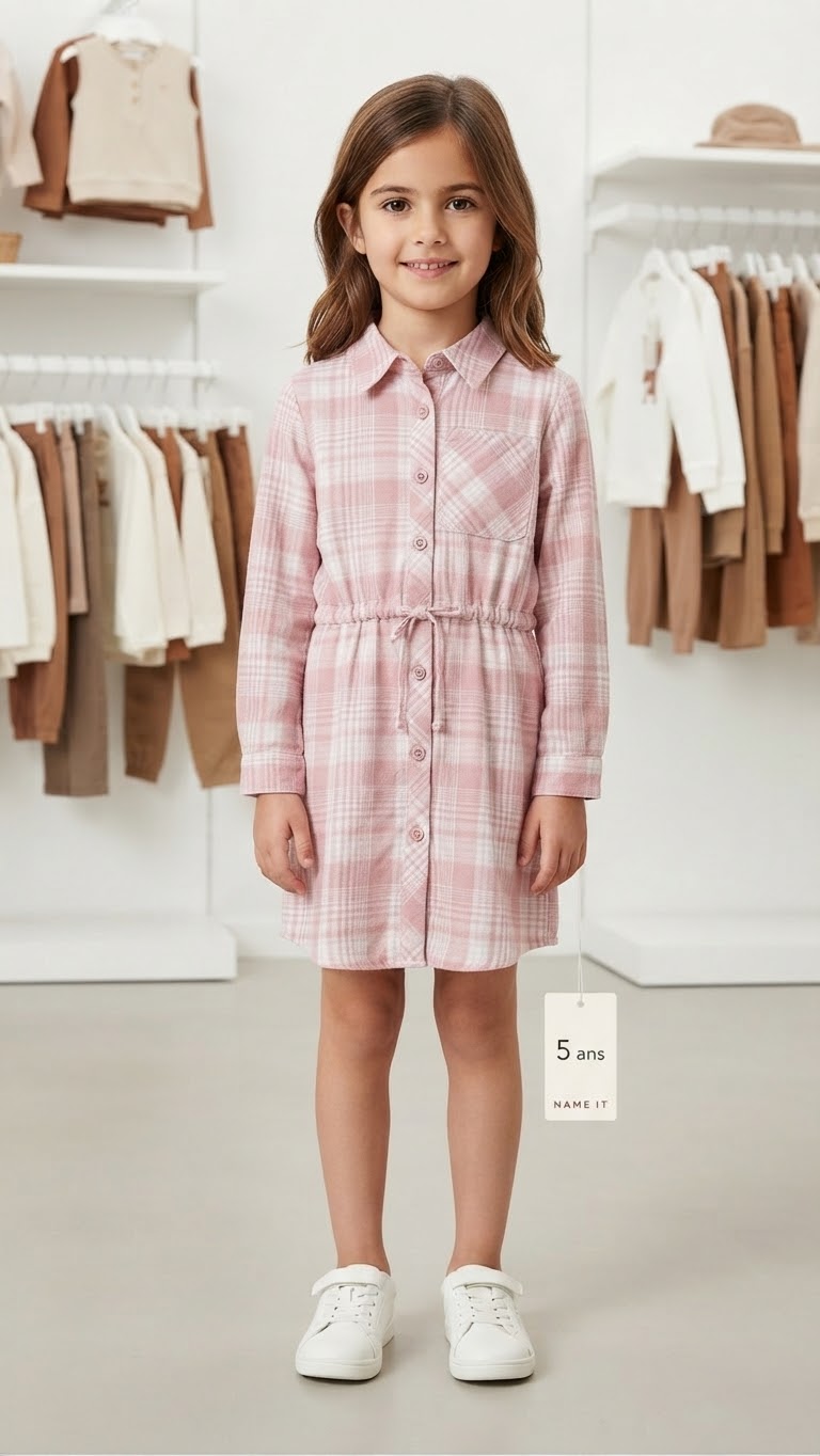 Robe chemise rose