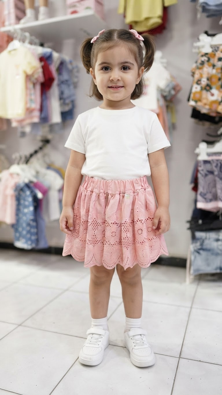Jupe rose brodé